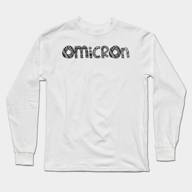 Omicron Letter Doodle Pattern Long Sleeve T-Shirt by Rosemogo